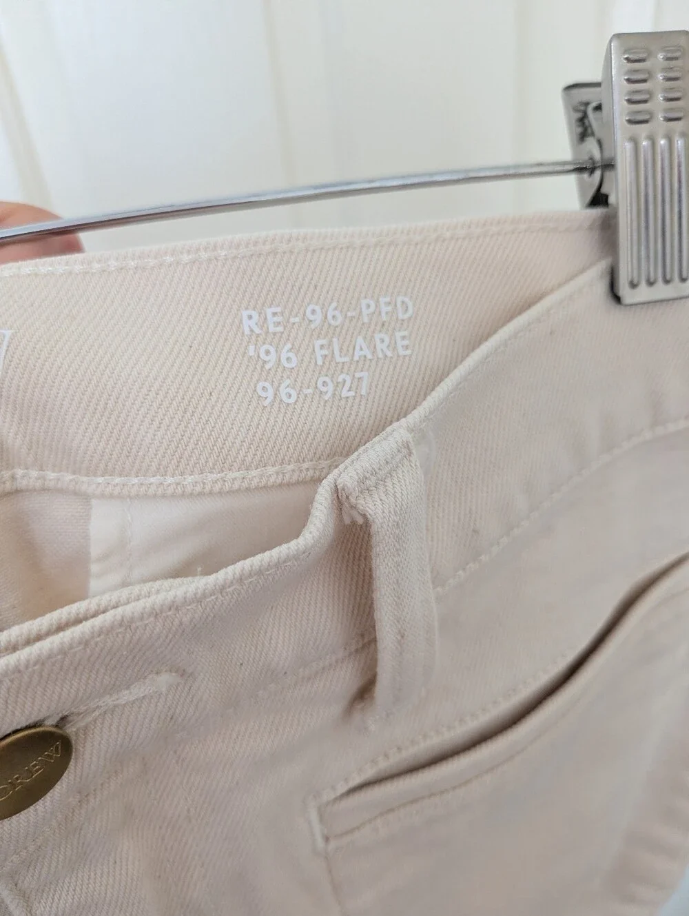J. CREW Vintage Flare Jean Ecru Wash Ivory Full Length High Rise Sailor Size 30